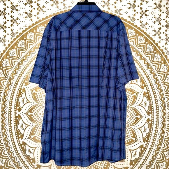 ✨HP✨ TRAVIS MATHEW MENS BLUE PLAID BUTTON-UP COLLARED SHIRT WITH POCKET, SIZE XL - Picture 5 of 7